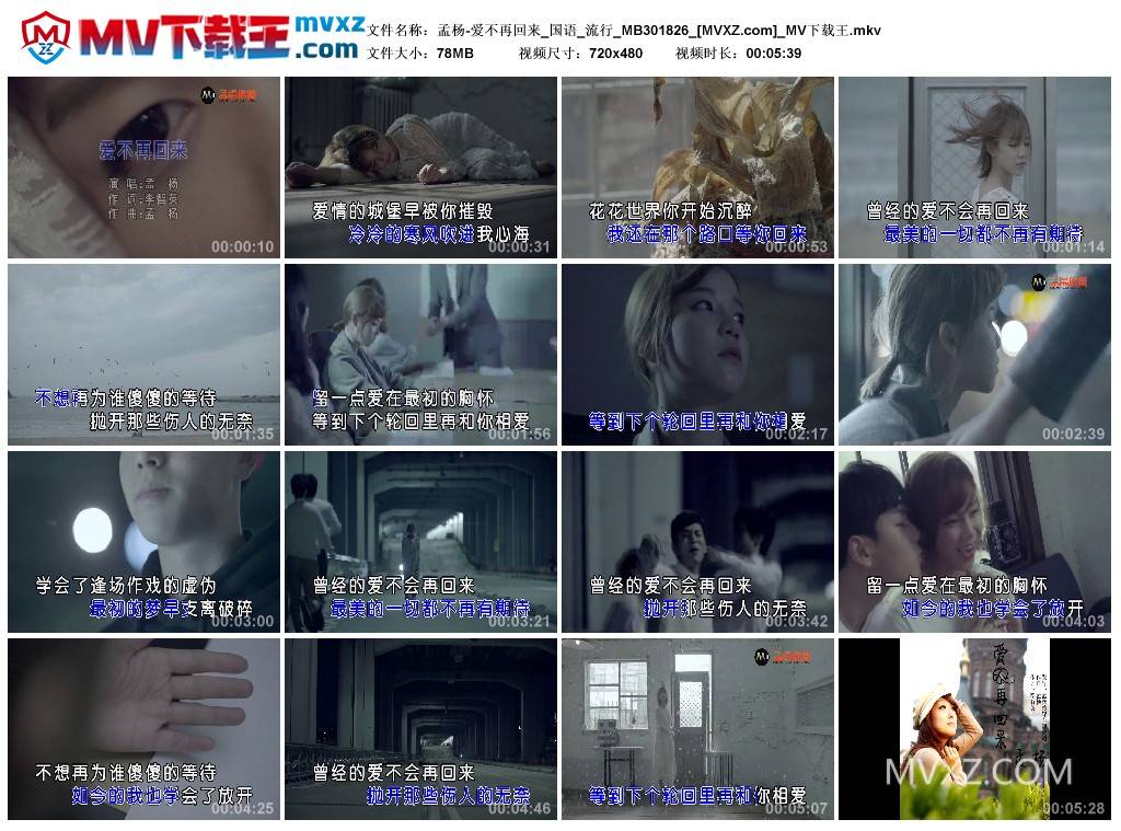 孟杨-爱不再回来_国语_流行_MB301826